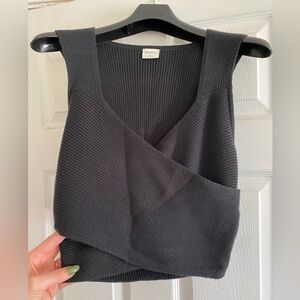 Abercrombie & Fitch Black Ribbed Knit Sleeveless Top